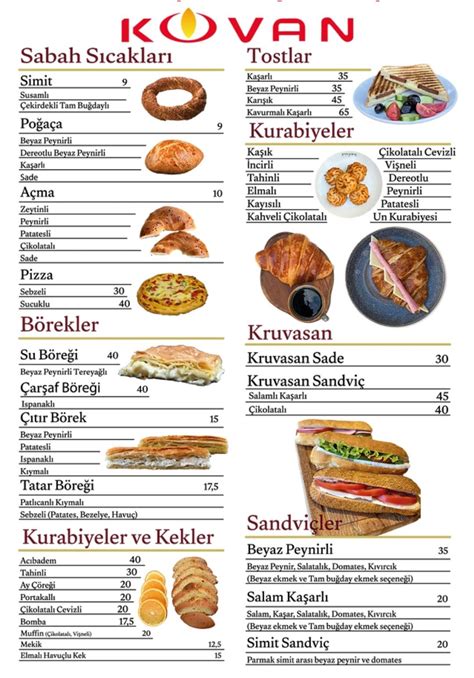 Menu at Kovan Fırın Istanbul Alemdağ Cd 98 A