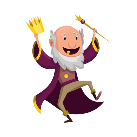 Premium Vector Cartoon King Wearing Crown And Mantle Old King In