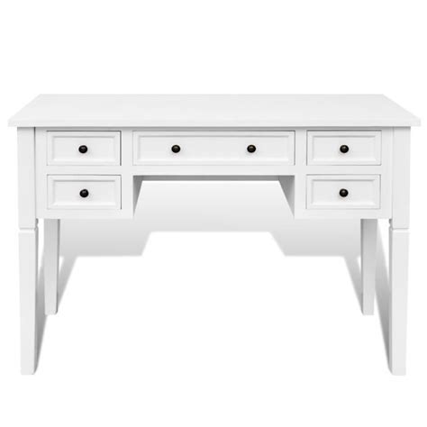 Bureau Table à 5 Tiroirs Blanc Cdiscount Maison