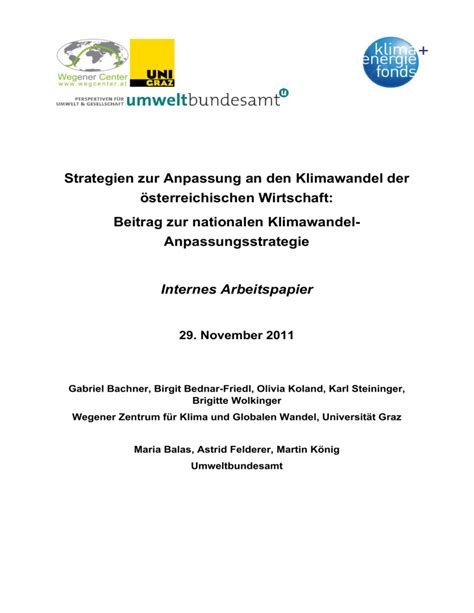 Strategien Zur Anpassung An Den Klimawandel Der