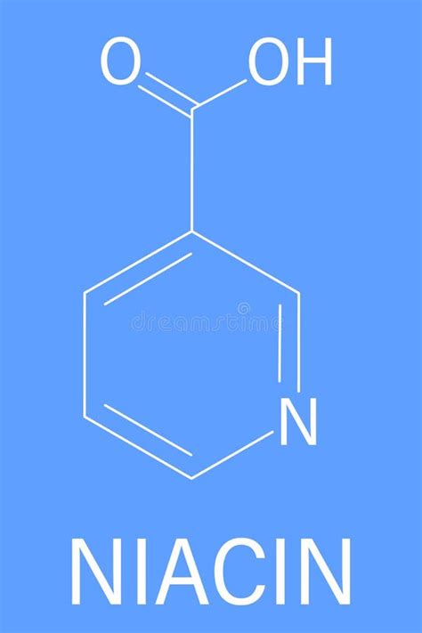 Vitamin B Or Niacin Molecule Skeletal Formula Stock Vector