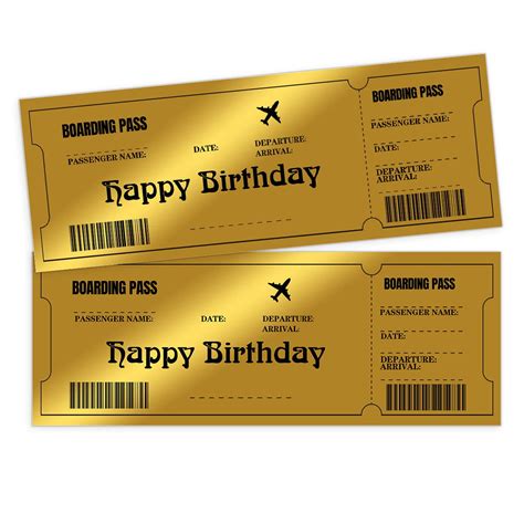 Ggjgrpx Gold Boarding Pass T For Her Him Flight Ticket Card Birthday