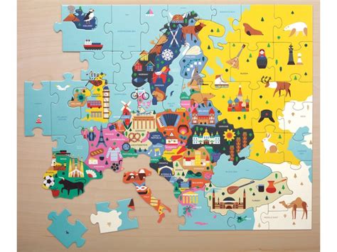 MAPA EUROPY puzzle z elementami w kształcie państw 70 el Puzzles For