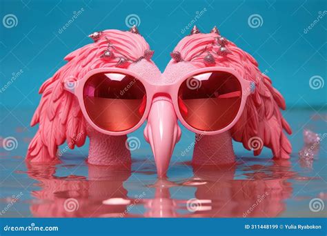 Striking Pink Flamingo Sunglasses Generate Ai Stock Image Image Of