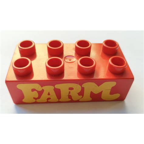 LEGO Red Duplo Brick 2 X 4 With FARM 3011 Brick Owl LEGO