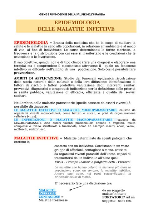 Epidemiologia Delle Malattie Infettive IGIENE E PROMOZIONE DELLA