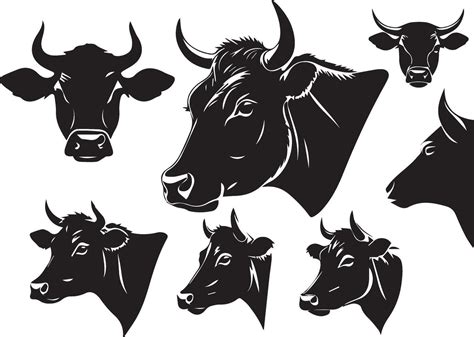 set of a cow head silhouette vector 41903615 Vector Art at Vecteezy