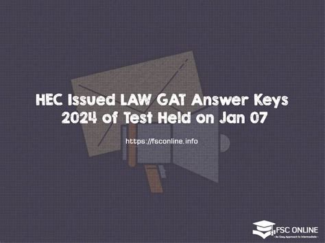 HEC Issued LAW GAT Answer Keys 2024 Of Test Held On Jan 07