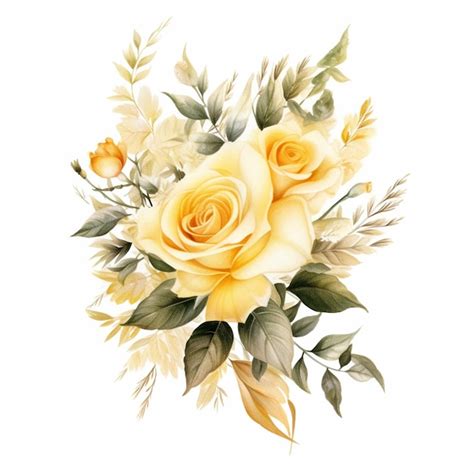 Premium AI Image There Is A Painting Of A Yellow Rose With Green