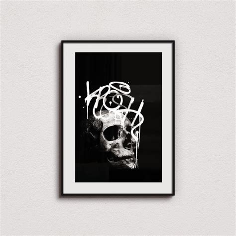 Black and White Skull Art Print, Hypebeast Digital Download, Dark ...