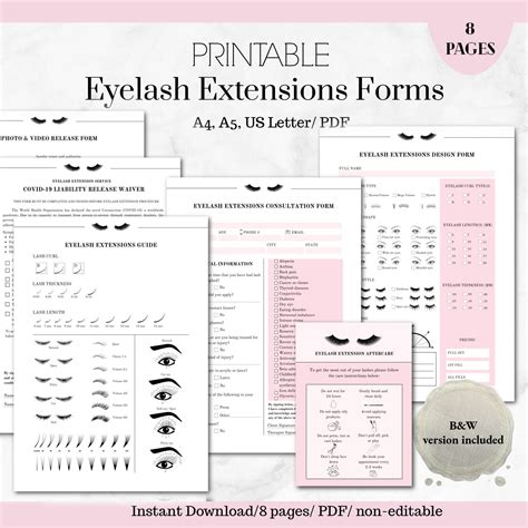 Eyelash Extensions Printable Forms Lash Consent Form Intake Etsy Consent Forms Eyelashes