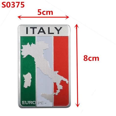 Shop Generic 3D Aluminum Car Italian Italy Map National Flag Sticker ...