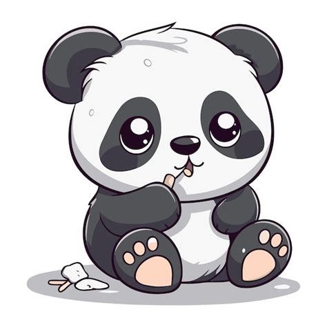 Lindo panda de dibujos animados sentado en el suelo ilustración