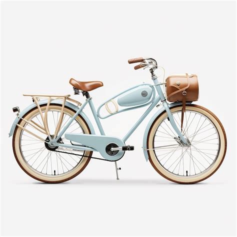 Premium AI Image A Blue Bicycle With A Brown Bag On The Front