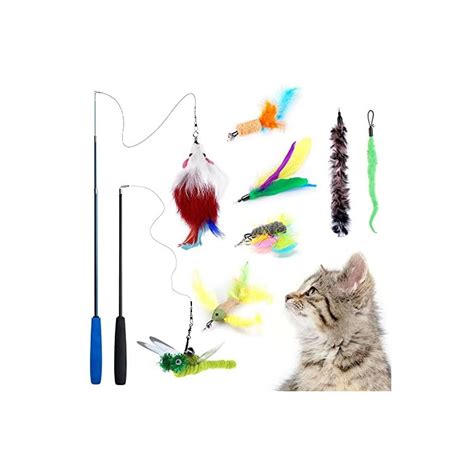 En Teeye Pcs Juguete Pluma De Gato Varita Retr Ctil Para Gato