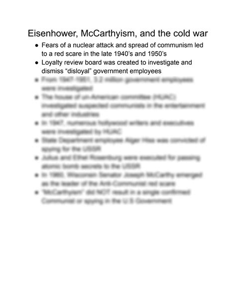 Solution Eisenhower Mccarthyism And The Cold War Studypool