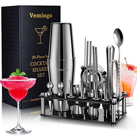 20 Teiliges Geschenkset Cocktail Set Boston Shaker mit Acryl Ständer