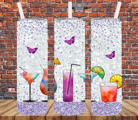 Cocktails Tumbler Wrap Sublimation Transfers Crafty Bucks