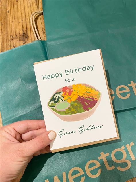 Sweetgreen Salad Birthday Card Green Goddess Salad Dressing Etsy