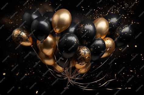 Premium AI Image | black and gold balloons with glitter