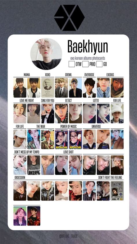 Exo Baekhyun Korean Album Photocards Template