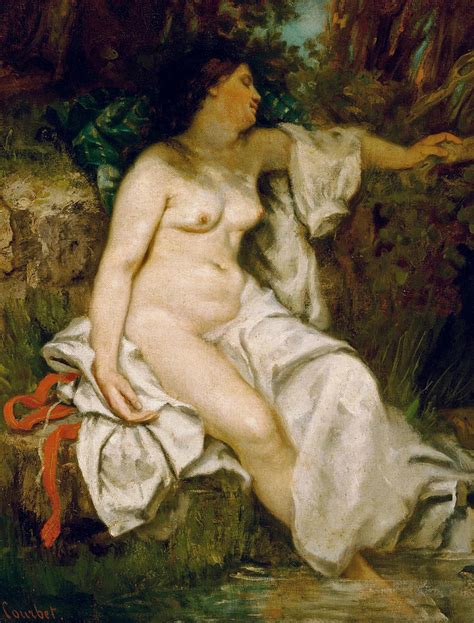 Bather Sleeping By A Brook Painting By Gustave Courbet