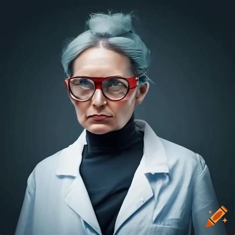 Mature Female Scientist In Lab Coat And Glasses On Craiyon