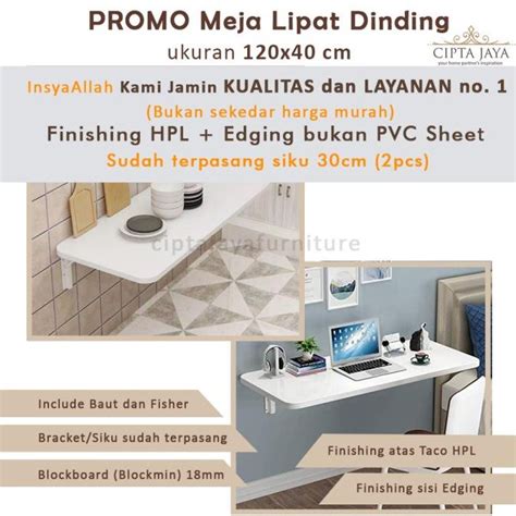 Jual Meja Lipat Dinding Meja Laptop Meja Gantung Rak Belajar 120x40cm