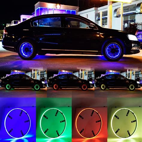 Led Wheel Light 4x Rings Rgb Multi Color With Chasing Effect