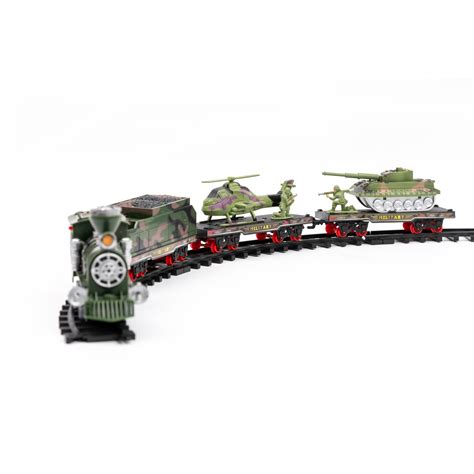 Trenulet Electric Cu Lumina Si Sunet Army Train Locomotiva