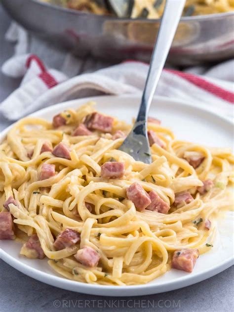 Creamy Ham And Cheese Pasta Riverten Kitchen