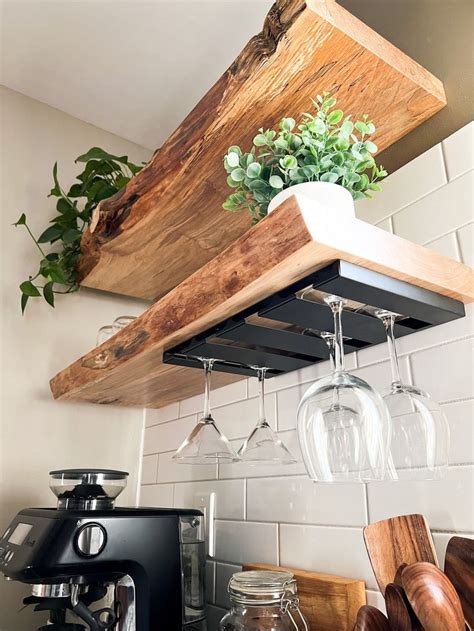 Rustic Maple Live Edge Floating Shelfshelves Pantry Shelves Bathroom And Kitchen Shelfshelves