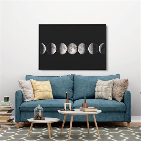 Moon Phases Wall Art Moon Phase Canvas Space Decor Moon Poster Phases