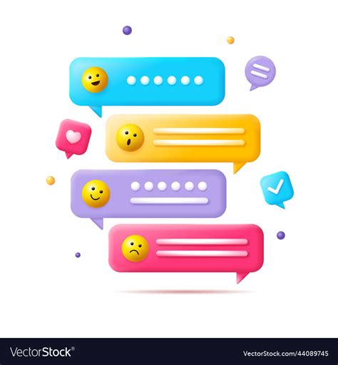 3d speech bubble with emoji signs set cartoon Vector Image