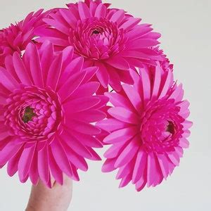 Bright Pink Paper Gerbera Daisies Handmade Paper Flowers Etsy Uk