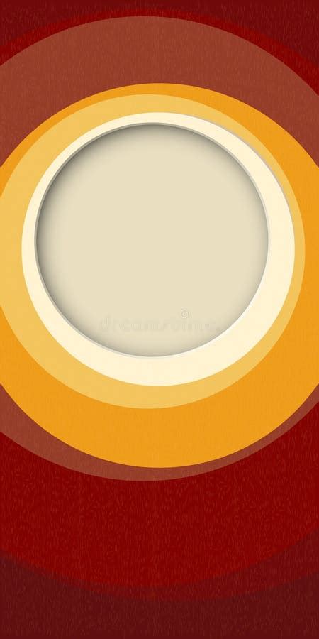 Retro Groovy Vertical Background With Circle Frame Paper Cut Style