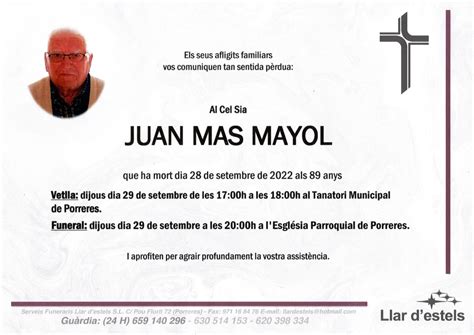 Juan Mas Mayol Funer Ria Mallorca Llar D Estels