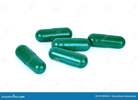 Green Capsule Pills Isoated On White Stock Photo Image Of Closeup