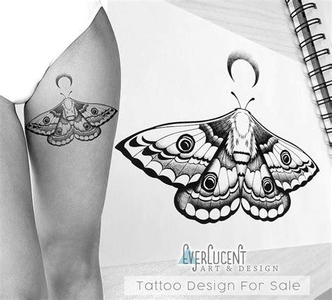 Moon Moth Tattoo Design Stencil - Etsy