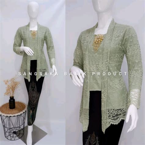 Jual Kebaya Kutu Baru Modern Brokat Pendek Set Rok Batik Kebaya Encim