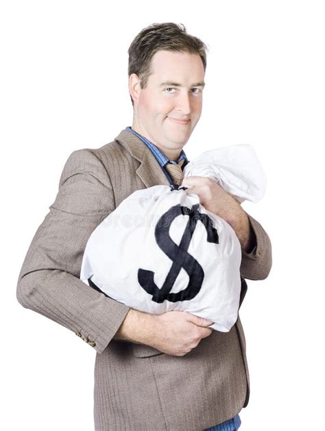 Happy Businessman Holding Bag Money Stock Photos Free Royalty