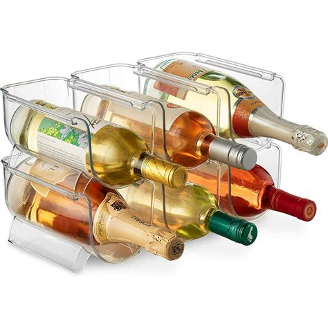 Set Of 6 Wine And Water Bottle Organizer Stackable Plastic Wine Rack Holder For Pantry Kitchen