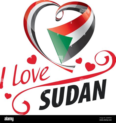 National Flag Of The Sudan In The Shape Of A Heart And The Inscription