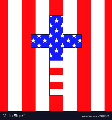 Christian cross america flag Royalty Free Vector Image