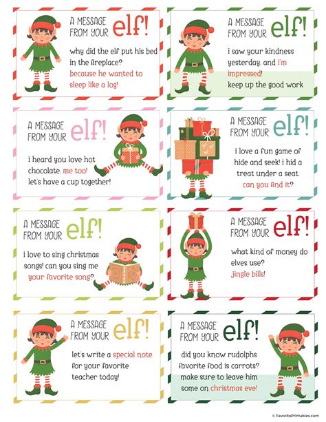 Elf On The Shelf Notes And Jokes FREE Printable Set Of 24 Cards