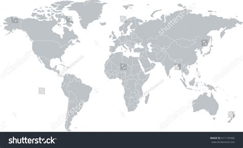 Gray World Map Countries Stock Vector (Royalty Free) 611135456 ...