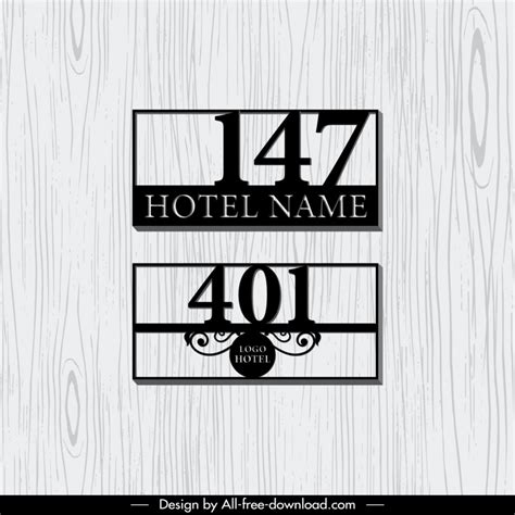 Room Number Sign Template Elegant Classical Contrast Vectors Images