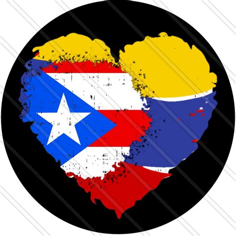 Colombia Puerto Rico Heart Colombian Flag Puerto Rico Flag Nationality