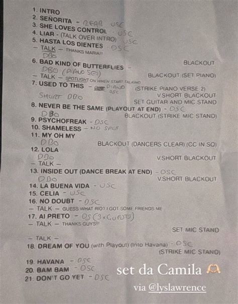 Camila Cabello Brasil ⭐ ¹³ On Twitter 🚨 Confira A Setlist Do Show Da