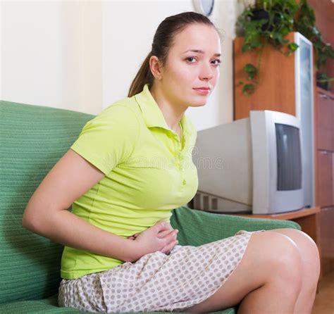 Upset Girl Having Stomach Aches Stock Image Image Of Casual Belly 56859441